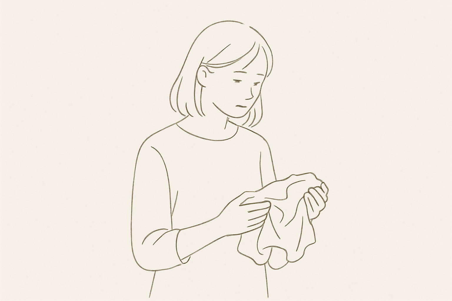 「もったいない」と物を手に取って迷っている人のイメージ